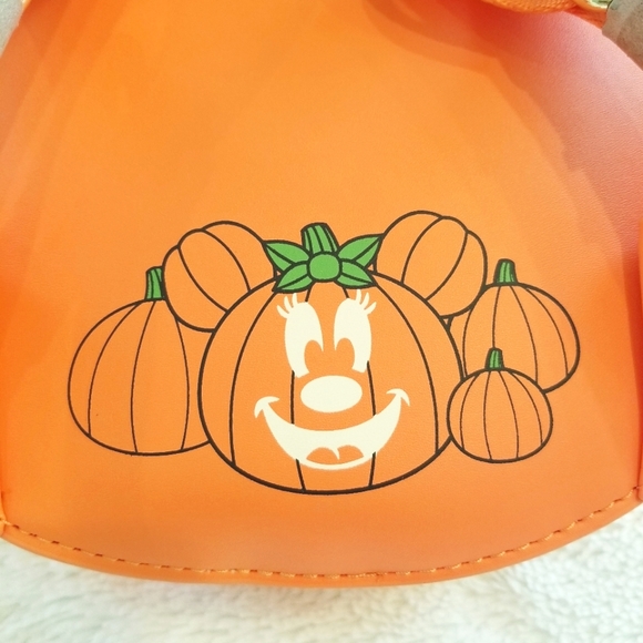 Loungefly Disney Glow Face Minnie Pumpkin Double Strap Backpack Purse Ha… - Picture 15 of 15